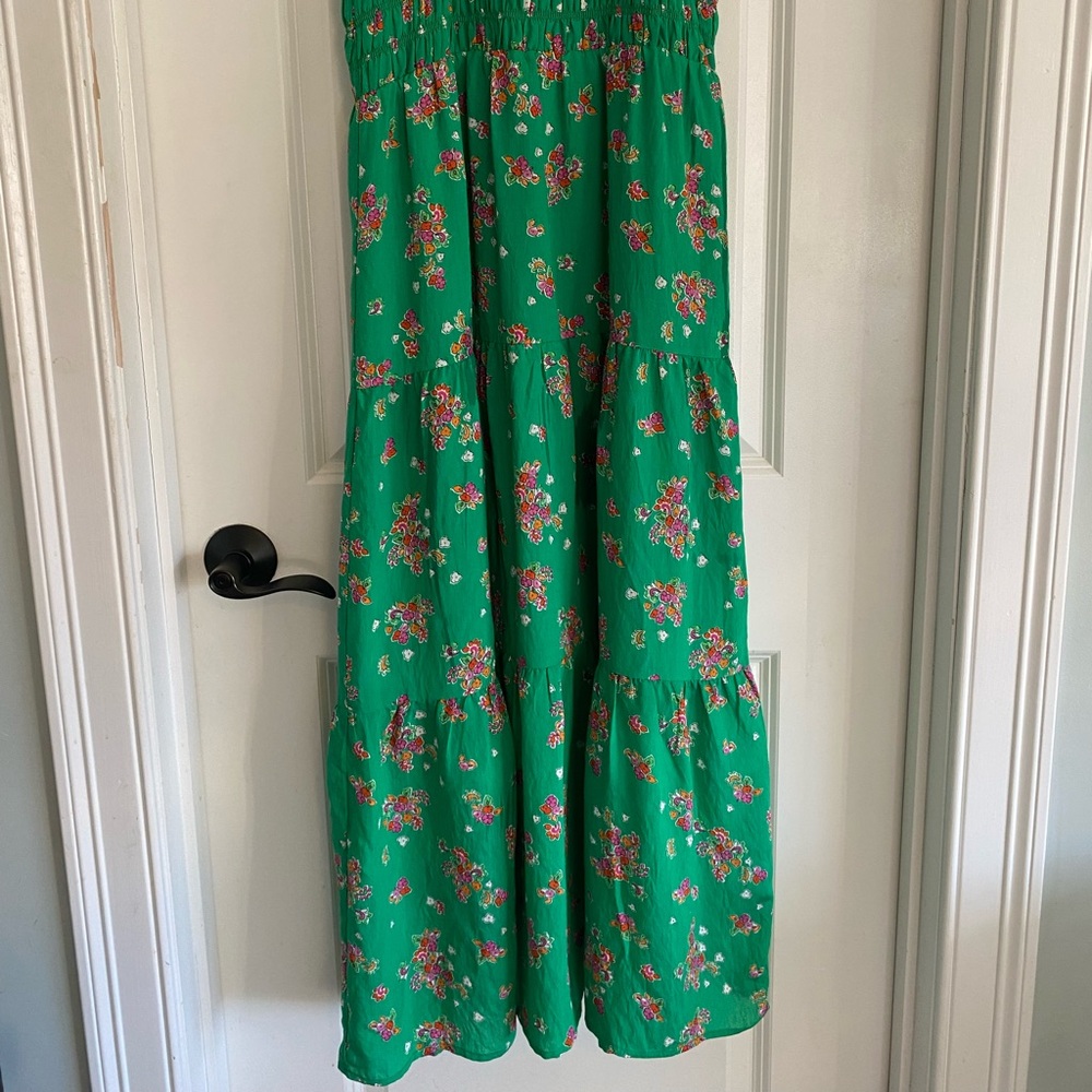 THML Green Floral Smocked Maxi Tiered Sundress - Picture 4 of 12